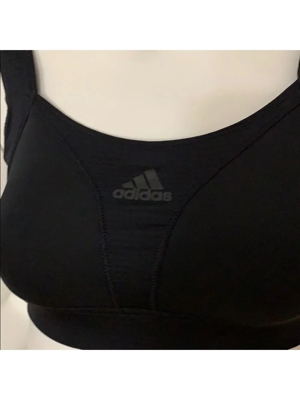 BLACK ADIDAS LOGO CLIMACOOL HIGH PERFORMANCE SPORTS BRA TRIPLE HOOK SIZE XS